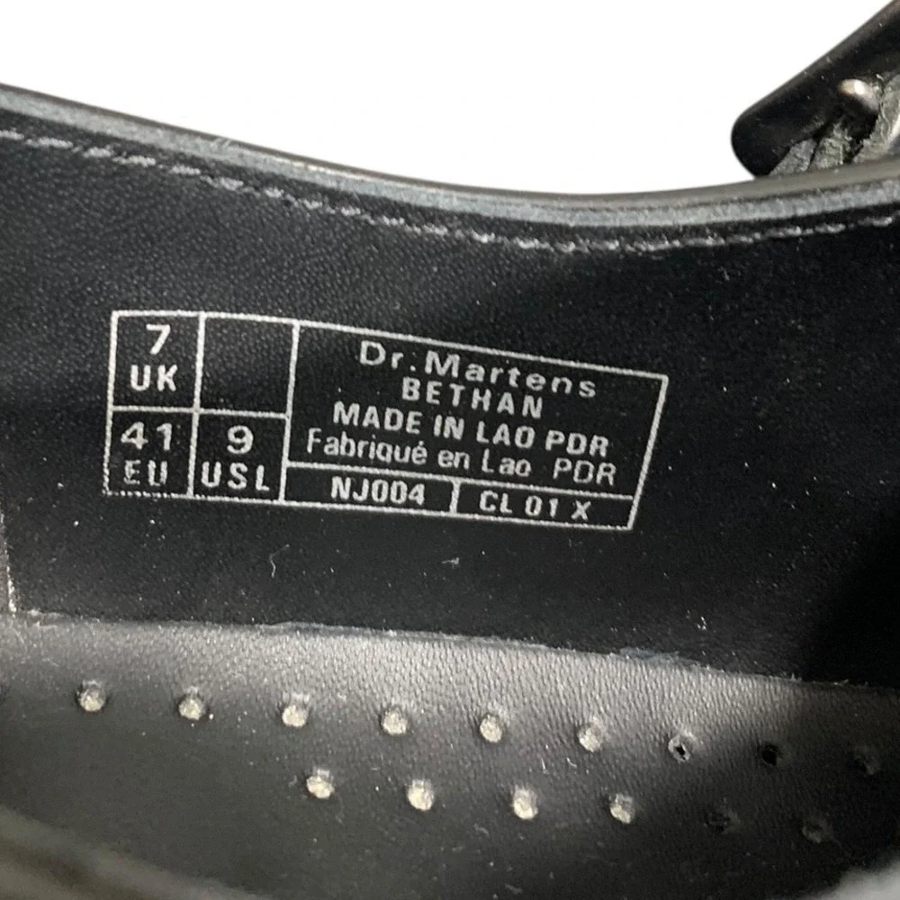 Dr. Martens Bethan Black Leather Quad Platform Mary Jane Shoes US 9 UK 7 EU 41